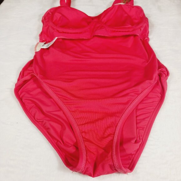 Michael Kors One Piece Swimsuit, Size 10, Coral with Gold MK Accent on Strap - Picture 13 of 14